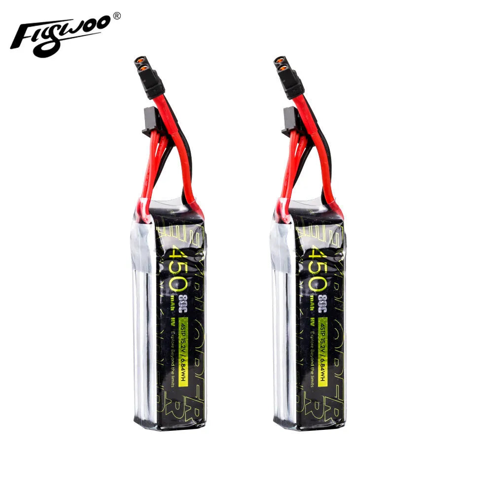 2pcs Explorer 450 mAh HV 4s 80C Lipo Battery - XT30