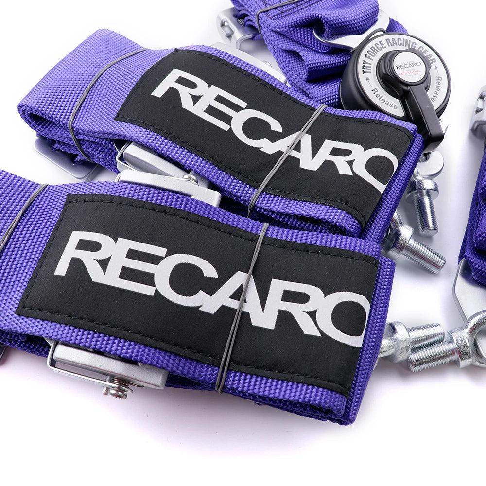 Racing JDM 4 Point 3 Inch Seat Belt Adjustable Sport Drift Snap-On Harness Quick Release Shoulder Strap Seatbelt for RECARO