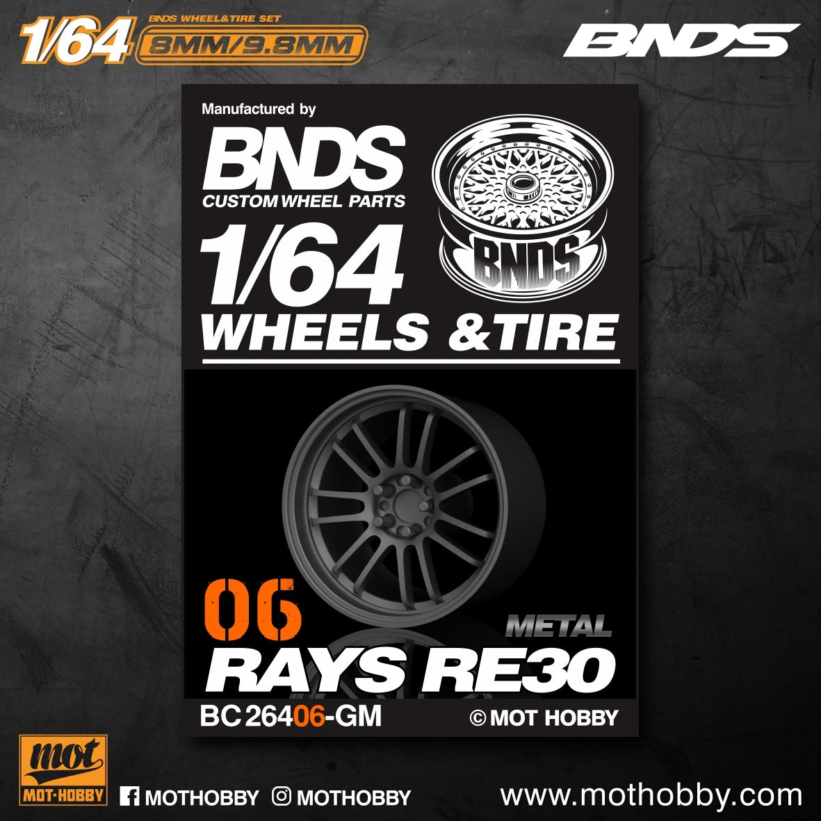 BNDS 1/64 Wheels With Rubber Tires ABS Assembly Rims Modified Parts for 1:64 Model Car VIP Style Detail-up Set New Clearance