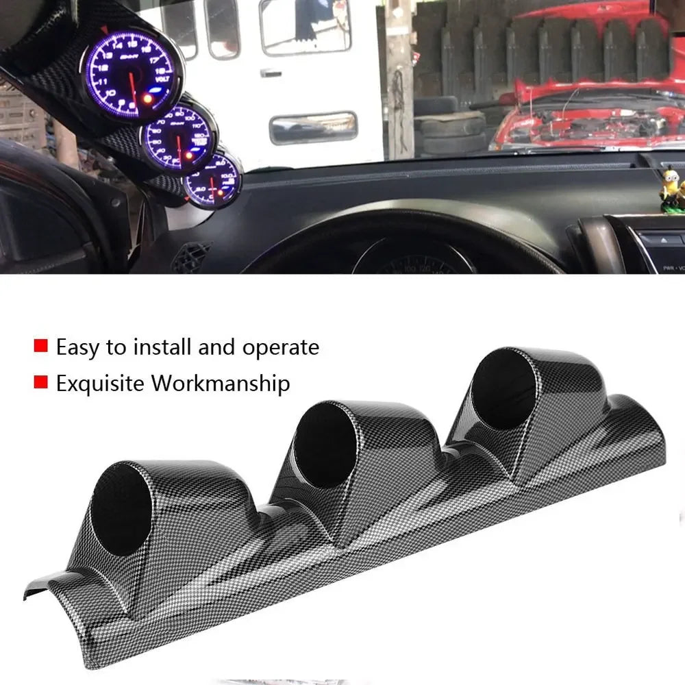 Universal Car Gauge Holder 52mm Left Right 3 Hole A Pillar Column Gauge Pod Holder Meter Stand Carbon Fiber