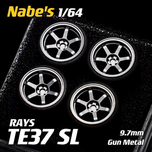 1/64 Chika  Wheels with Rubber Tires Model Car Modified Parts BBS RS  JDM VIP For Hotwheels Tomica MiniGT （Supplied with axle）