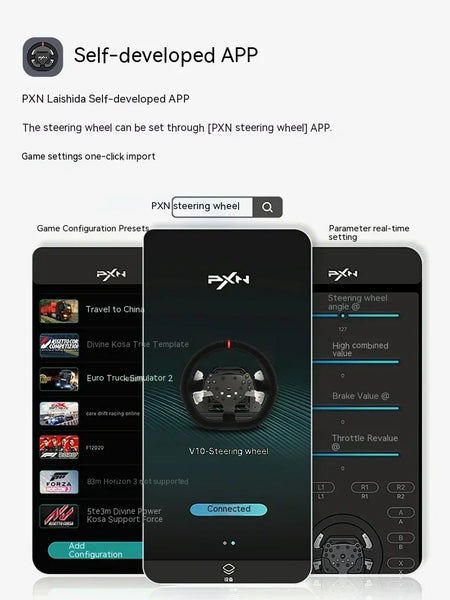 PXN V10 Game Steering Wheel Controller Wired Force Feedback 900 Rotation Angle Game Steering Wheel Custom For Switch/Xbox Gifts