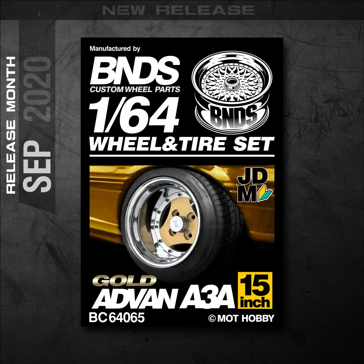 1/64 Alloy Wheels With Rubber Tires By BNDS Assembly Rims Modified Parts for Model Car Refitted VIP Style No.64053-64088