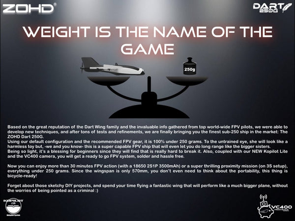 ZOHD Dart 250g FPV 570mm Wing