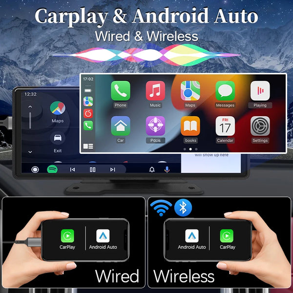 10.26"  Car Mirror Radio Multimedia Video Player Universal Wireless Carplay Android Auto Screen With Bluetooth Rearview Camera