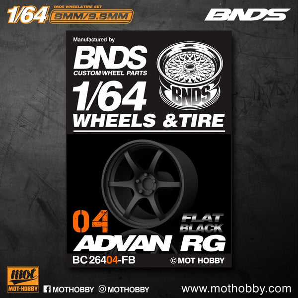 BNDS 1/64 Wheels With Rubber Tires ABS Assembly Rims Modified Parts for 1:64 Model Car VIP Style Detail-up Set New Clearance