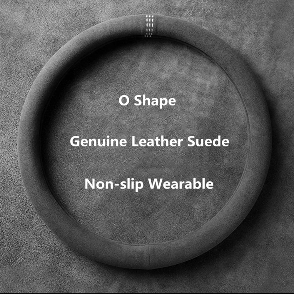 38cm Suede Leather Car Steering Wheel Cover Wear-Resistant For BMW E90 F01 F06 F10 F15 F16 F20 F21 F25 F26 F30 F32 F82 M3 G20 X5