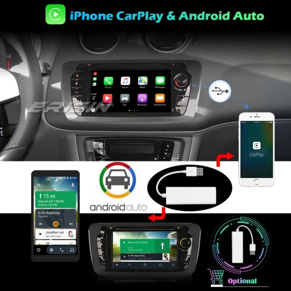 ES5122S CarPlay Android 10.0 Car Stereo Radio for Seat Ibiza 2009-2013 DAB+ Sat Nav WiFi OBD2 BT DVD