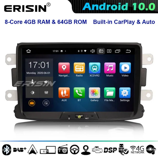 ES8129D DSP 8-Core Android 10.0 Car Stereo GPS Radio Renault Dacia Duster Sandero Dokker 2012- 2017 CarPlay 4G WiFi Bluetooth