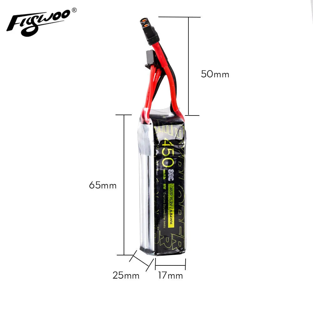 2pcs Explorer 450 mAh HV 4s 80C Lipo Battery - XT30
