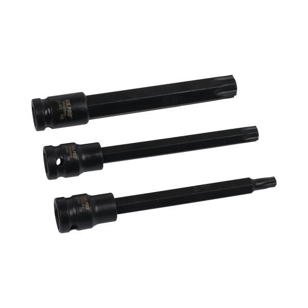 US PRO INDUSTRIAL 8pc 3/8" Dr Extra Long Impact Tamper Star Torx Bit Socket Set T25 - T60 7530