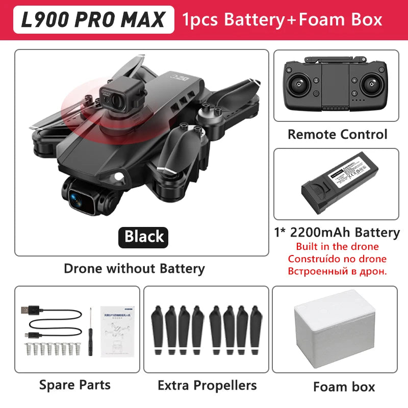 L900 Pro MAX GPS Drone 4K Professional HD Dual Camera 5G Wifi 360° Obstacle Avoidance Brushless Foldable Quadcopter RC Drone Toy