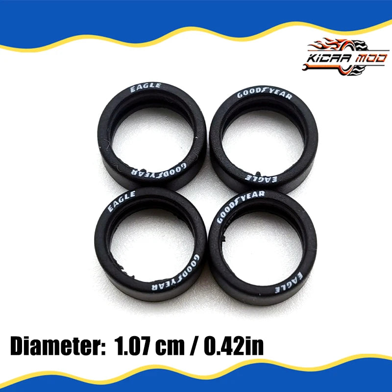 1/64 Rubber Tires for Hot Wheels and Off-road Vehicle Detail-up Replacement Parts Model Car Toys 10.7mm/12.7mm /17mm(1 Sets)