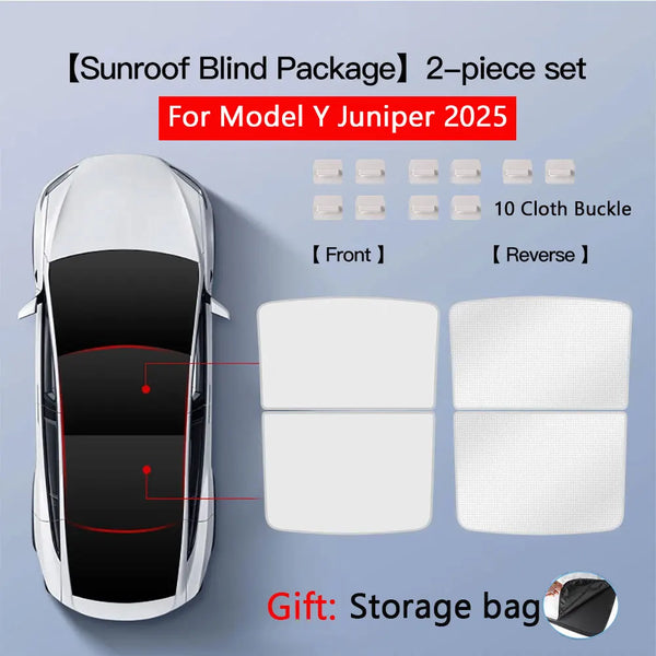 Sunshades For Tesla Model 3 Sunroof Highland 2025 Model Y 2020-25 Ice Cloth Buckle Sun Pare Glass Front Rear Skylight Accessory