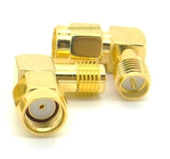 90 degree RP-SMA female to male plug adapter (Pack of 2)