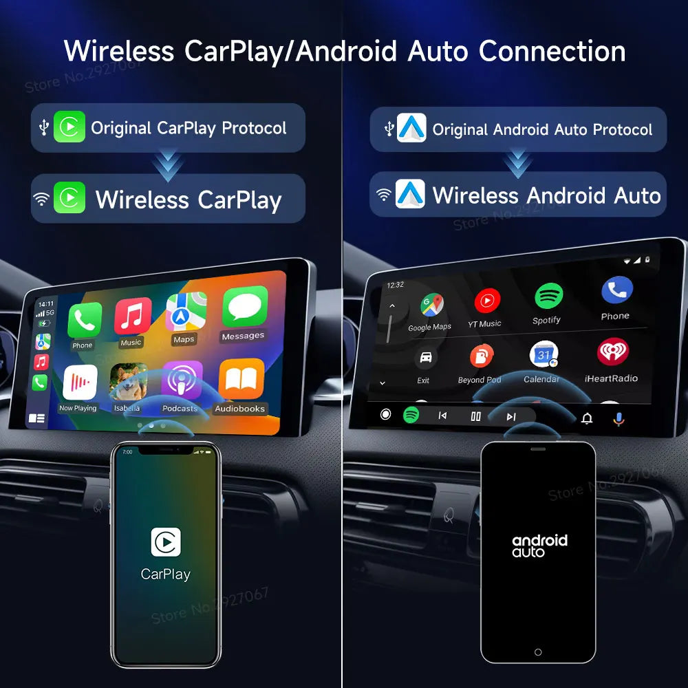 CarlinKit 5.0 & 4.0 Wireless CarPlay Adapter Android Auto Dongle Smart Car Play Box for iOS & Android Multi-Device Supported