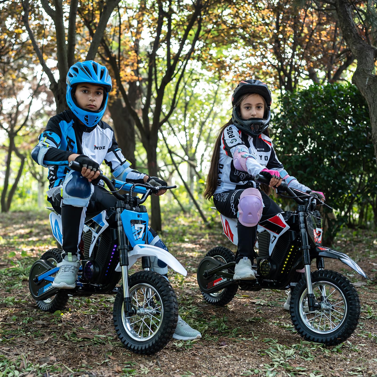EVERCROSS EV12M PRO Kids Ride On Motorcycle, Electric Motorcycle with 300W Motor, 9.3Miles Long-Range, 12'' Pneumatic Tire, Bluetooth Music, Colorful Lights, Motor Cross for Ages 3-12 Children