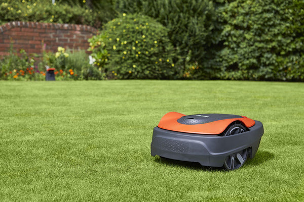Flymo EasiLife 250 GO Robotic Lawn Mower - Cuts Up to 250 sq m, Ultra Quiet Mowing, Manicured Lawn, Bluetooth Application Control, Safety Sensors, Hose Washable, Lifestyle Functions, Orange and Grey