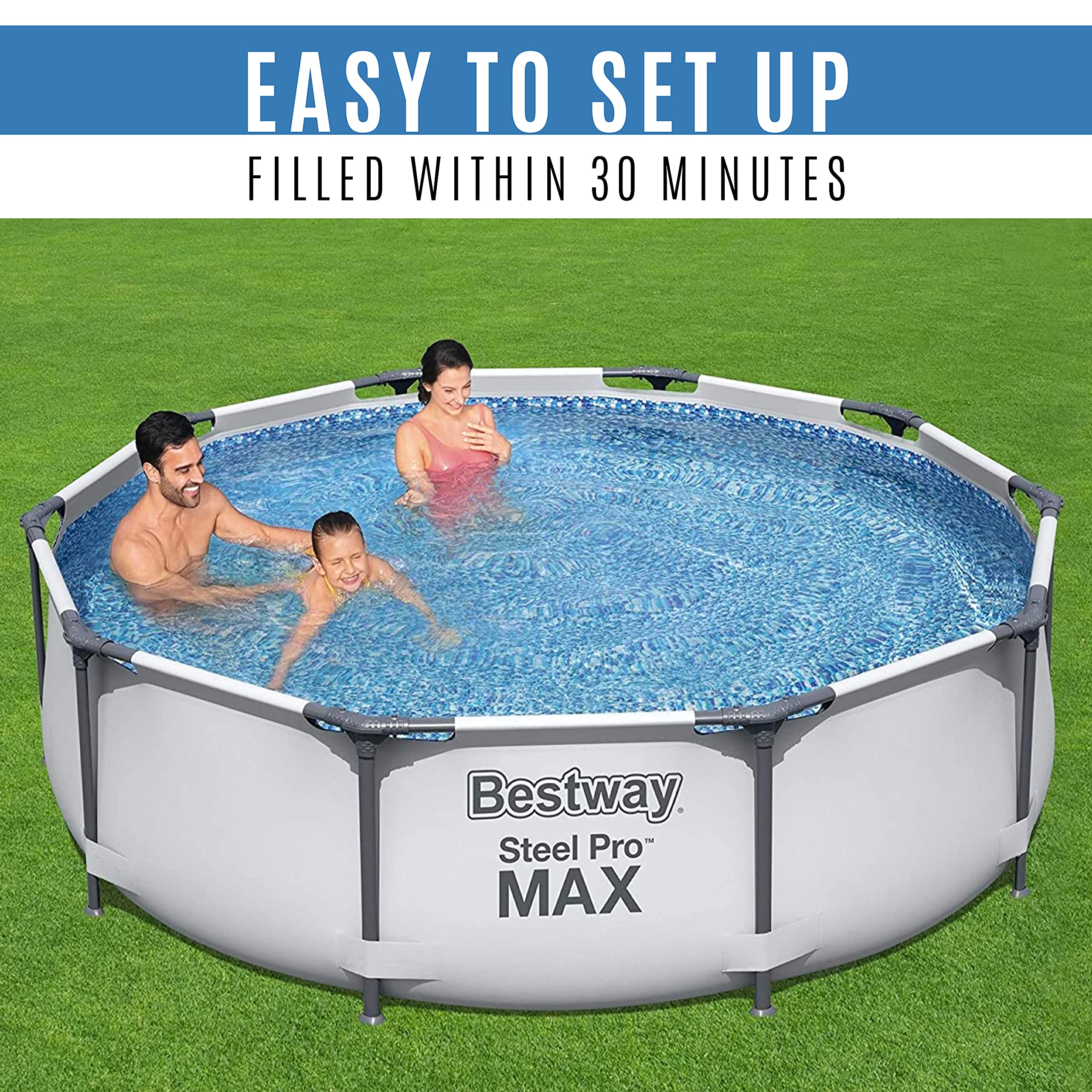 Bestway Steel Pro Max | Metal Frame Above Ground Pool, Family Outdoor Pool 10ft