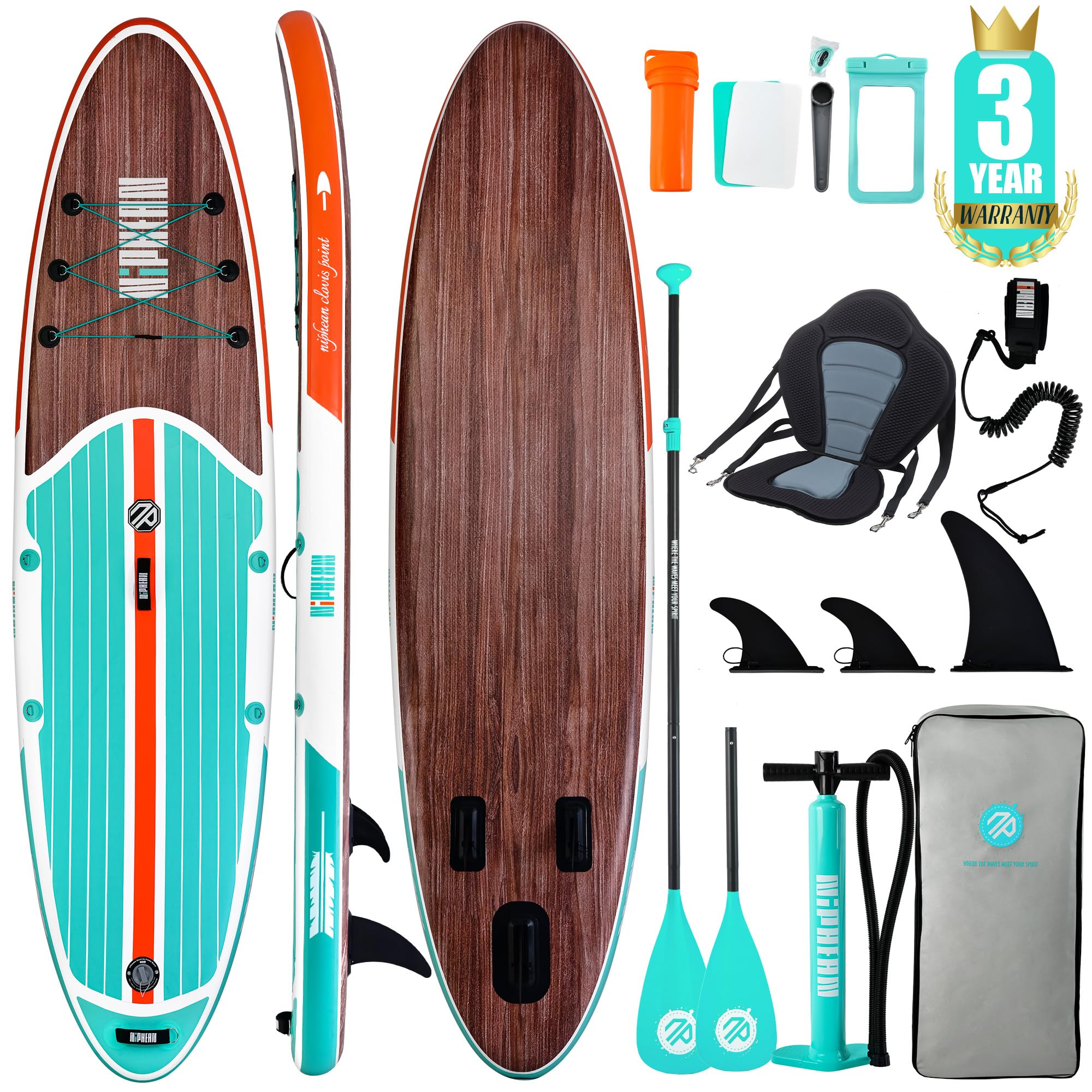 Niphean Inflatable Paddle Boards for Adults with All Accessories, 320cm Stand Up Paddle Board for All Skill Levels, SUP with 200kg Weight Capacity for 2 People, Inflatable Paddleboard with Seat