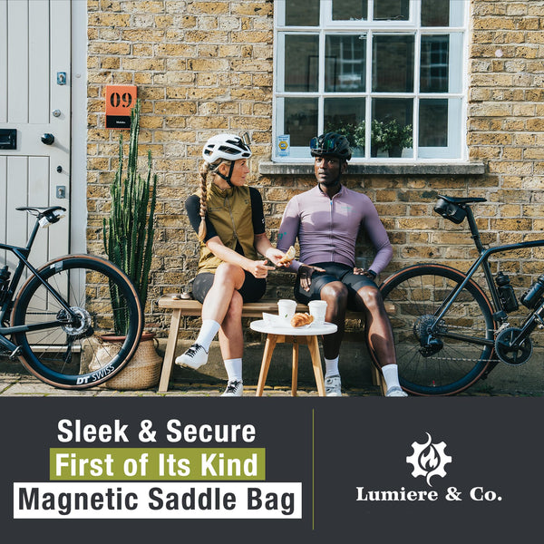 Lumiere & Co. Falcon Magnetic Bike Saddle Bag – 0.69L | 6" x 3.5" x 2" | Sleek Minimalist Brick Design, Fast Magnetic Buckle Attachment | Road Cycling–Specific Bike Seat Bag (Black, Large)
