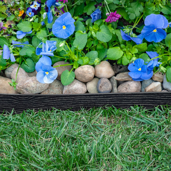 EasyFlex Tall Wall No-Dig Landscape Edging with Anchoring Spikes, 2.5 in. Tall Straight Top Plastic Garden Border with Woodgrain Texture, 40 Foot Kit,