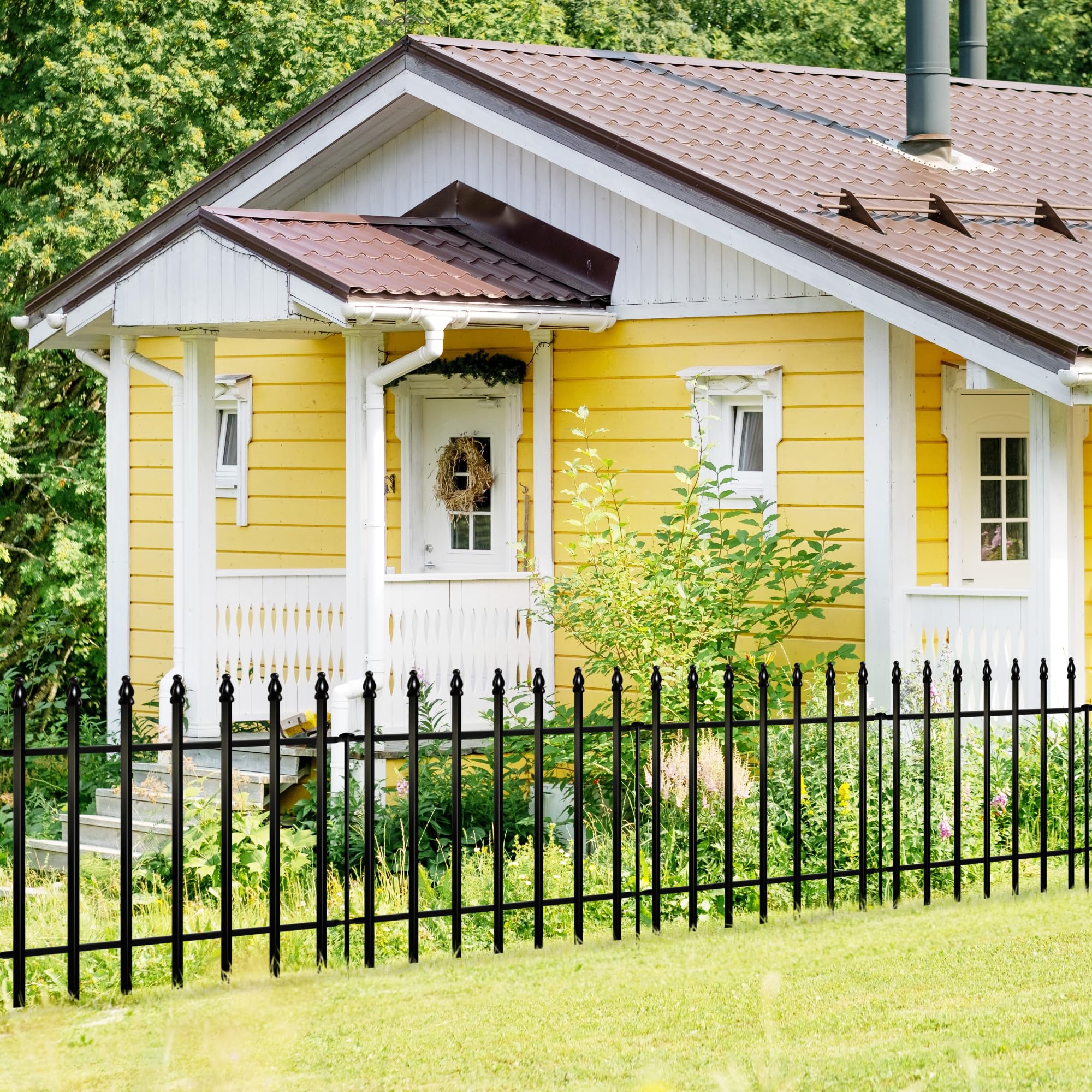 ARIFARO Decorative Metal Garden Fence 71cm high x 56cm Wide 5 Pack, Animal Barrier for Dog Pet, Border Garden Fencing for Outdoor Patio Lawn Yard