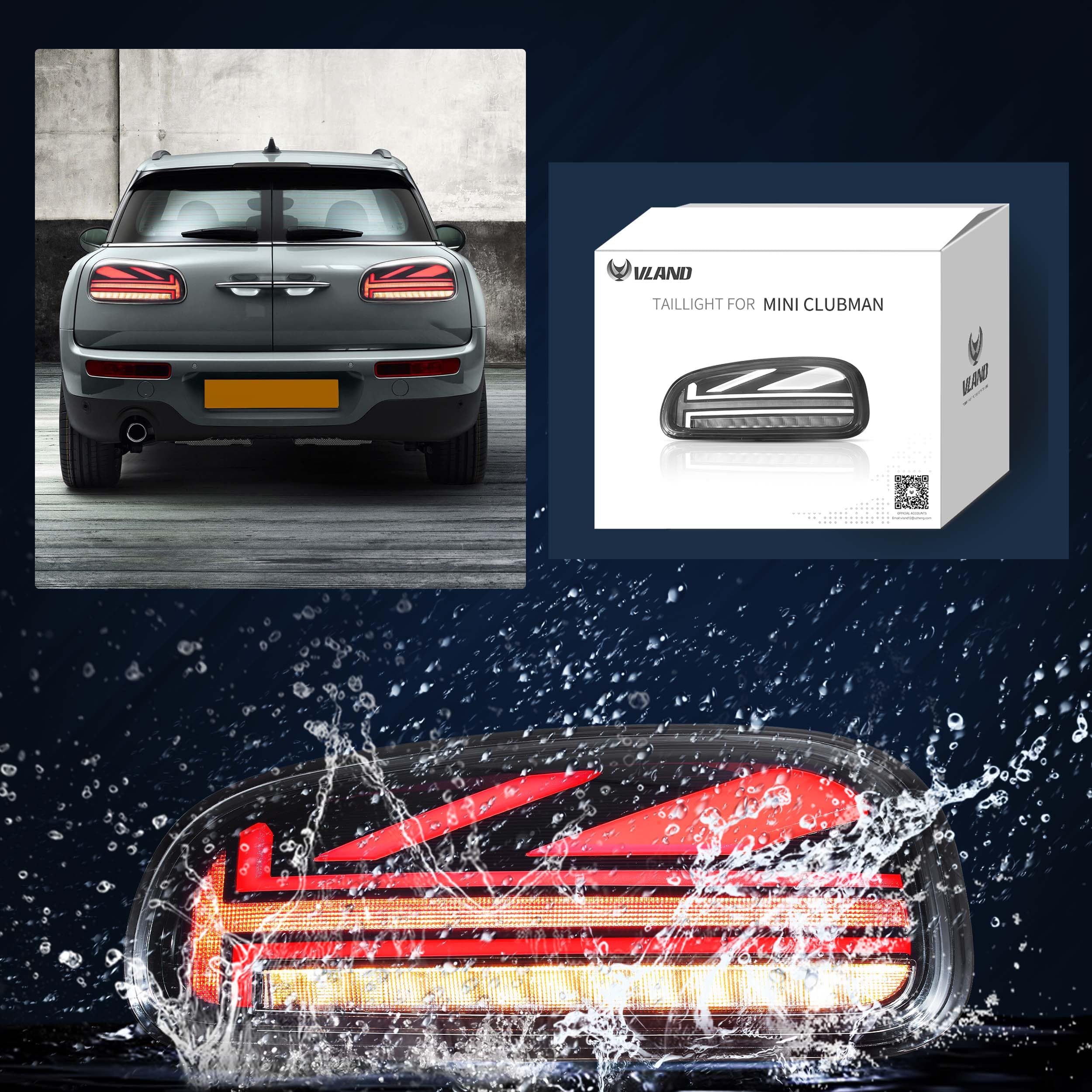 VLAND LED Tail Light Compatible with BMW Mini Cooper F55 F56 F57 2014-2021, Rear Lights with Sequential Turn Signal, Electroplated housing, Red