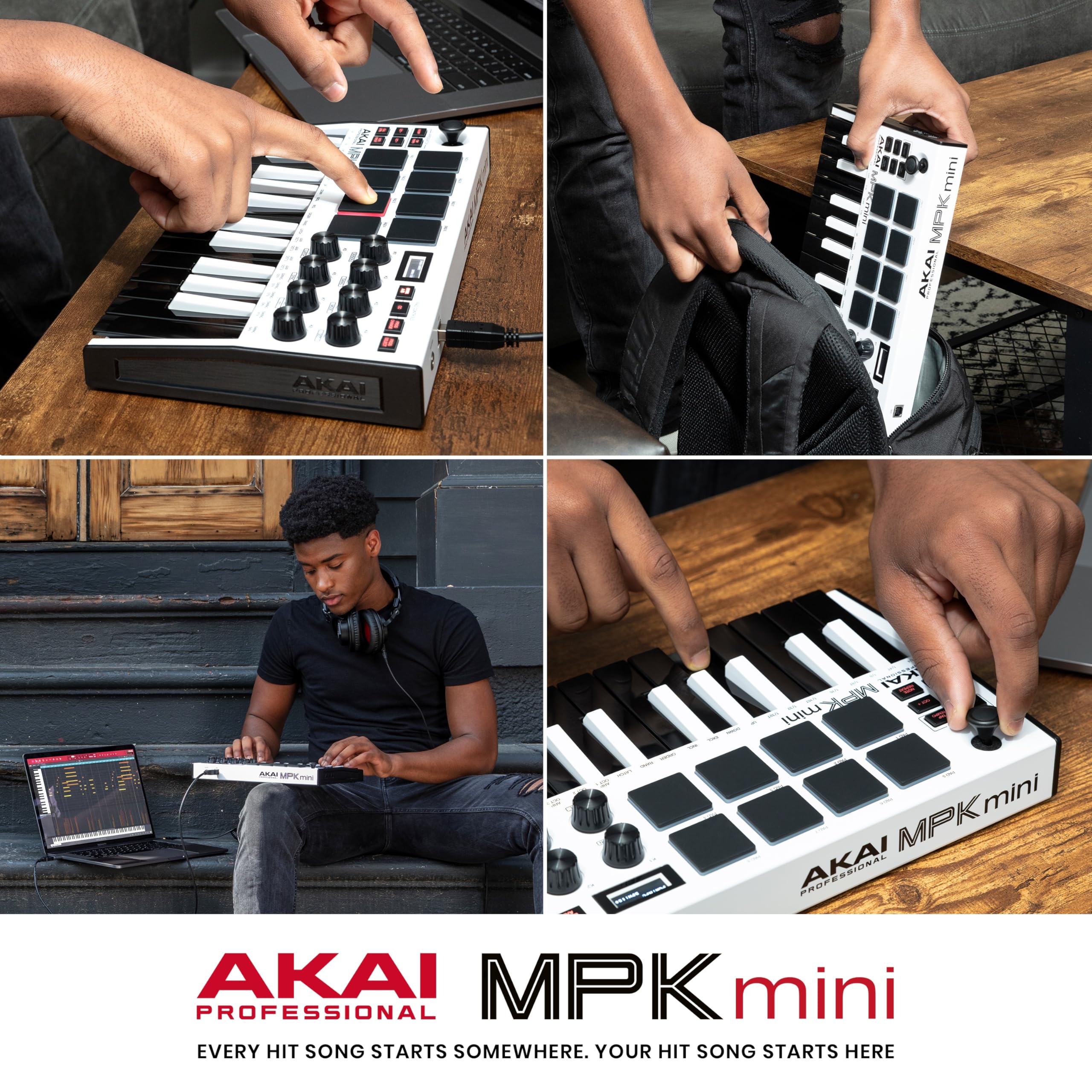 Akai Professional MPK Mini MK3 - 25 Key USB MIDI Keyboard Controller with 8 Backlit Drum Pads, 8 Knobs and Music Production Software and Native Instruments Sound Package (NKS Integration)
