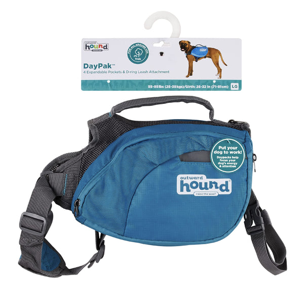 Outward Hound Kyjen 22005 DayPak Dog Backpack Adjustable Saddlebag Style Dog Accessory, Large, Blue