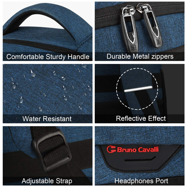 KASIBON Laptop Backpack with USB Charging&Headphone Port,Anti-Theft Business Laptop Backpack with Breathable Padded Shoulder Strap, Water Resistant Computer Rucksack