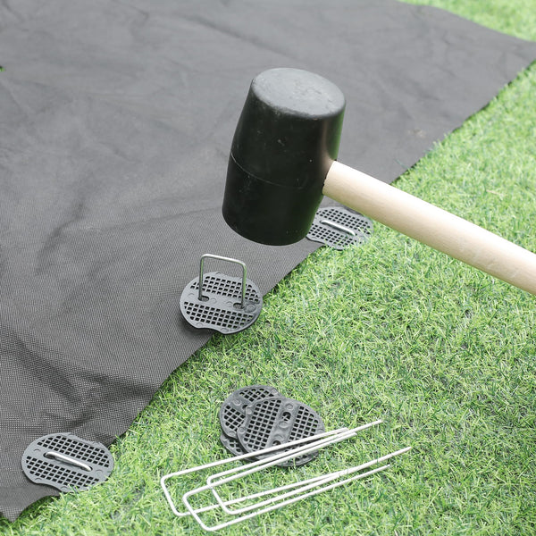 Graxury 200Packs 6 Inch Heavy Duty 11 Gauge Garden Pins Stakes with 200Packs Gasket - Galvanized Steel Staples Pegs for Securing Anchoring Weed Fabric