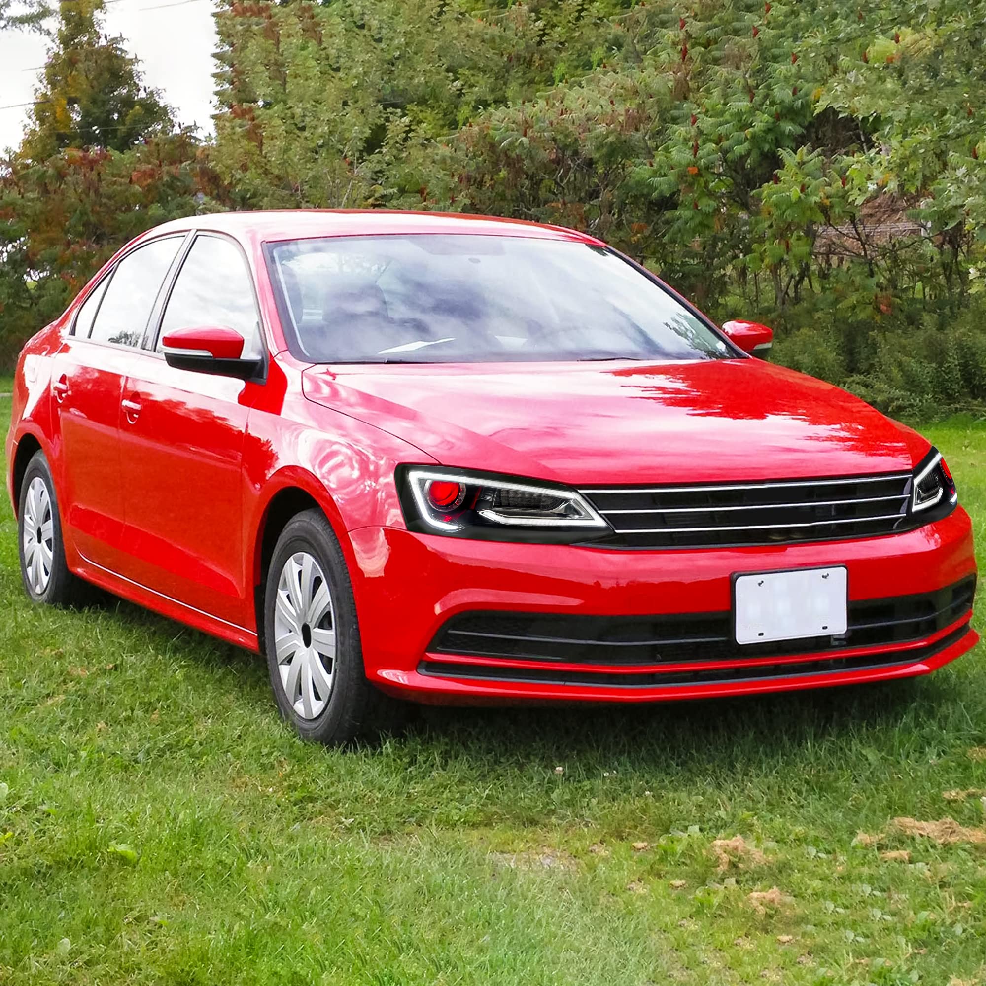 VLAND LED Rear Lights compatible with Jetta MK6 2011-2018 Sedan [Not fit LED & GLI models], Driver & Passenger Side - Red