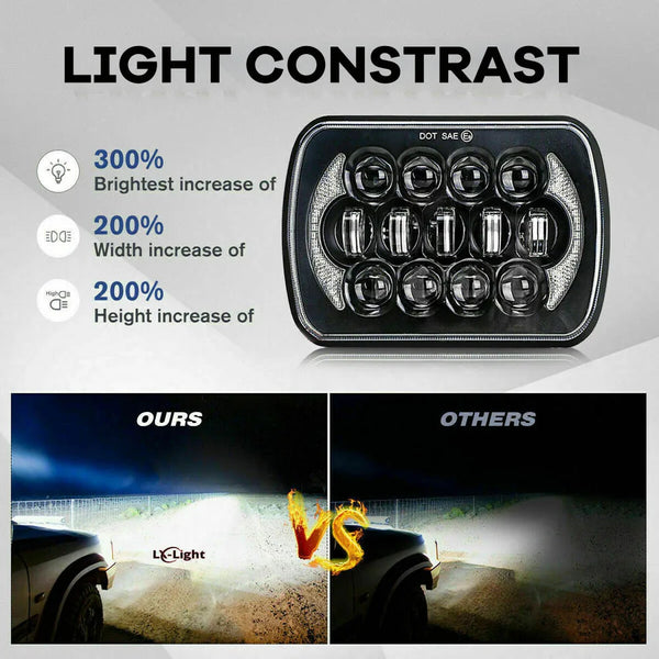 5X7" 7x6 Inch Rectangle LED Headlight DRL Brightest For Toyota Pickup Truck Toyota Pickup MR2 Celica Supra Nissan 240SX