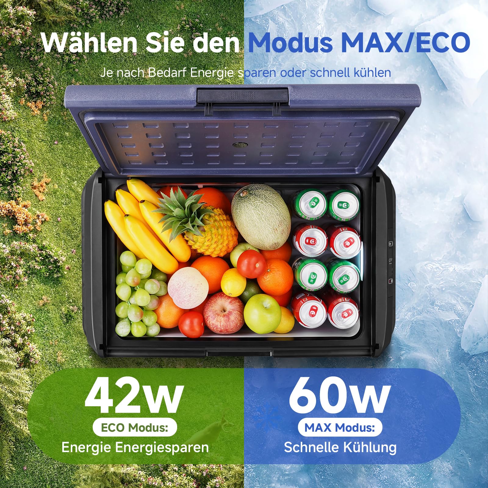 AAOBOSI 25L Car Fridge Freezer, IPX4 Waterproof Portable Compressor Camping Fridge 12V/240V, -20°C to 20°C – Ideal for Campervan, Car, Truck, Boat, Motorhome, Travel, Picnic