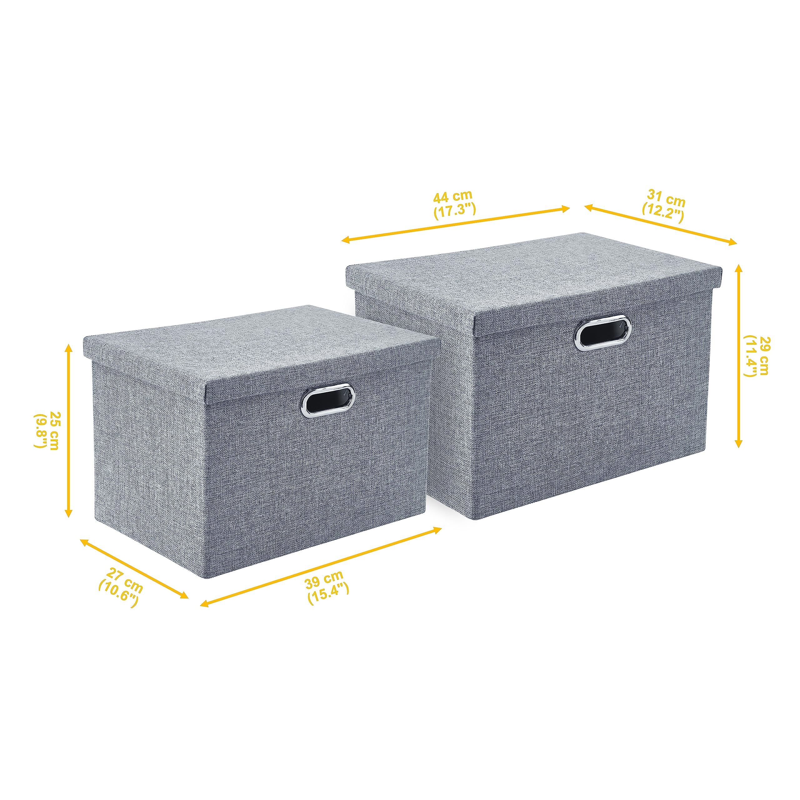 AlphaHome Set of 3 Storage Boxes with Lid, Collapsible Storage Basket for Closet and Shelf (Glaucous Grey, XLarge - 3 Pack)