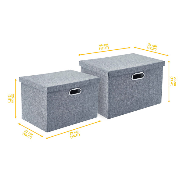 AlphaHome Set of 3 Storage Boxes with Lid, Collapsible Storage Basket for Closet and Shelf (Glaucous Grey, XLarge - 3 Pack)