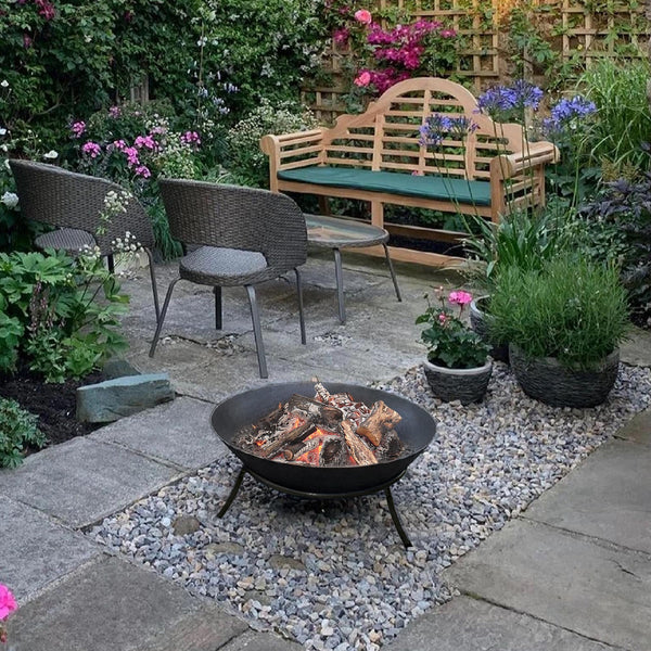 K?hko fire bowl Marbela ca. 50x50x24 cm steel with 3 feet for barbecue fire BBQ camping wonderful evening at the beach garden yard terrace gill