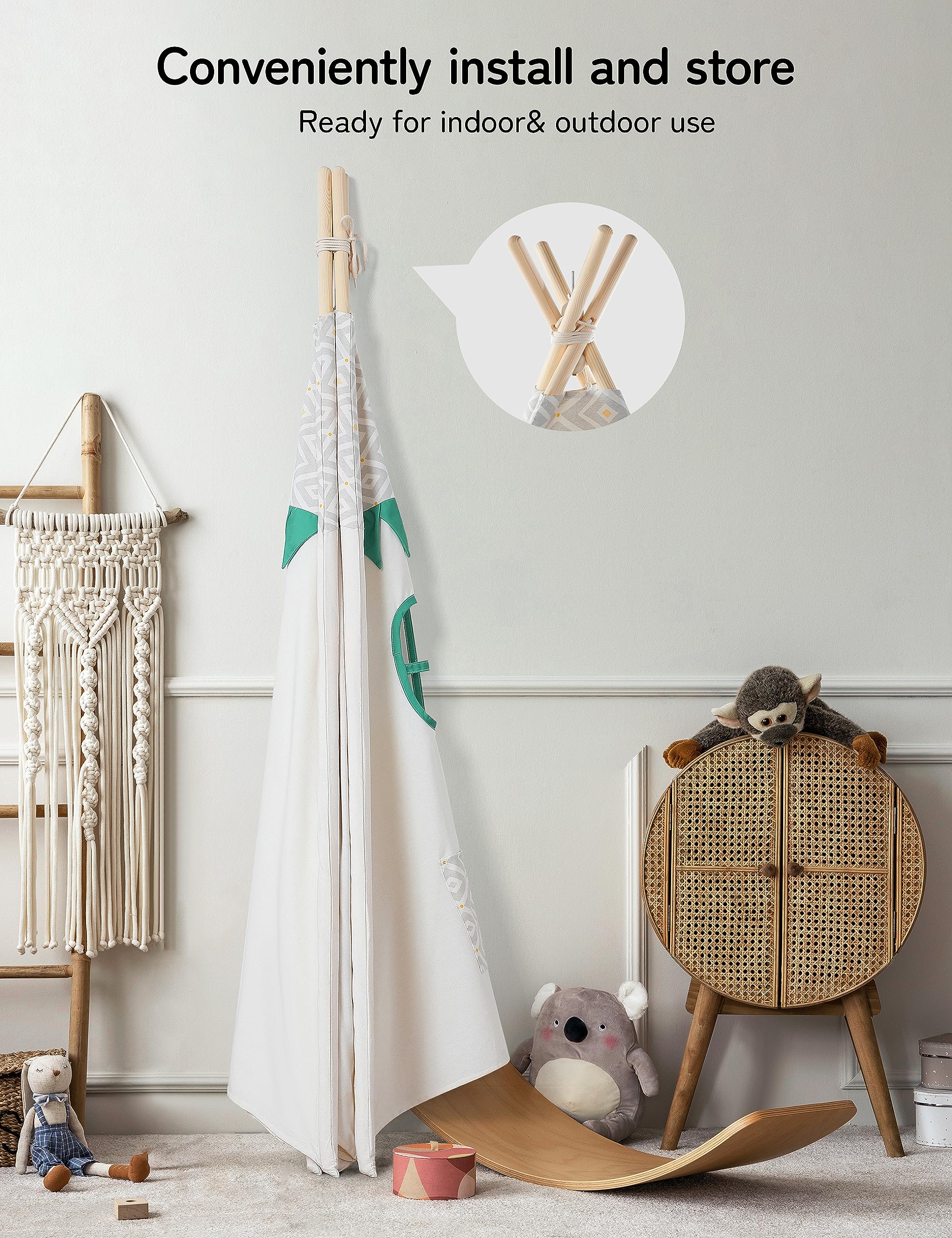 besrey Kids Play Tent Playhouse for Indoor & Outdoor – Spacious Design with Windows, Christmas Tree Flag & Lights Included