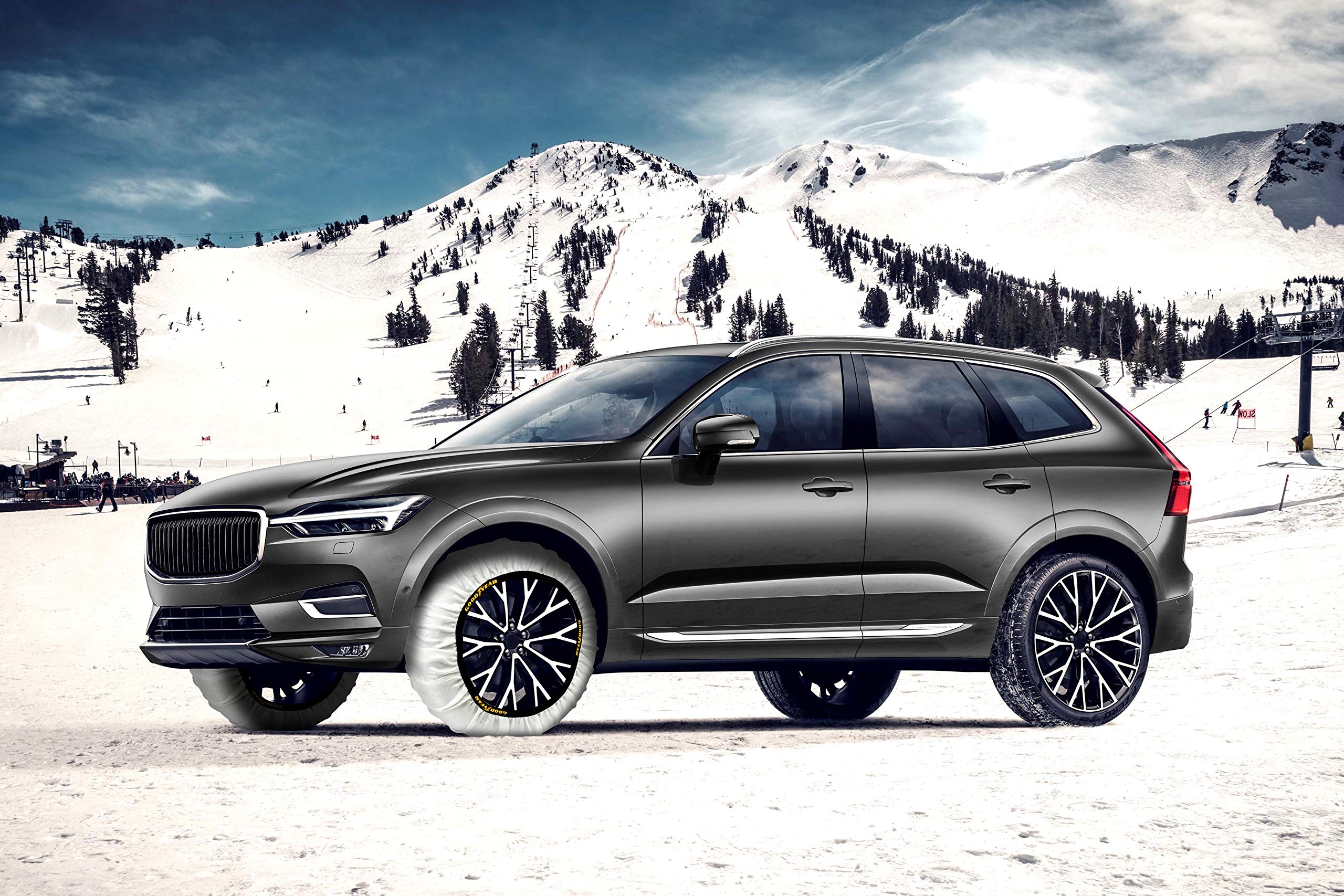 Goodyear Set of 2 x 9 mm Metallic Car Snow Chains Size 110 with Automatic Tensioner