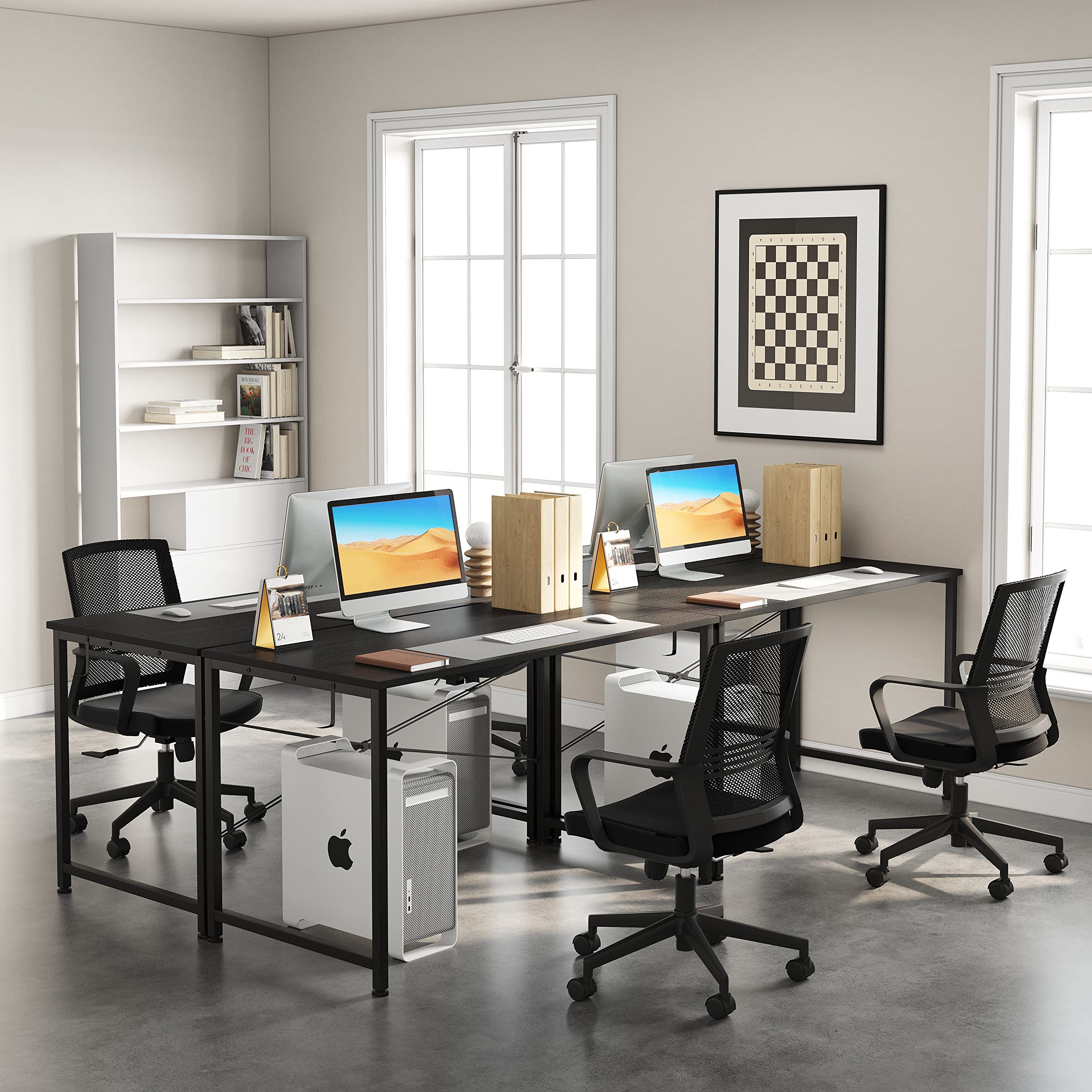 Flrrtenv 80cm Computer Desk, Gaming Desk with Sturdy Metal Frame and X-Shaped Design, Small Office Desk for Home, Modern Black