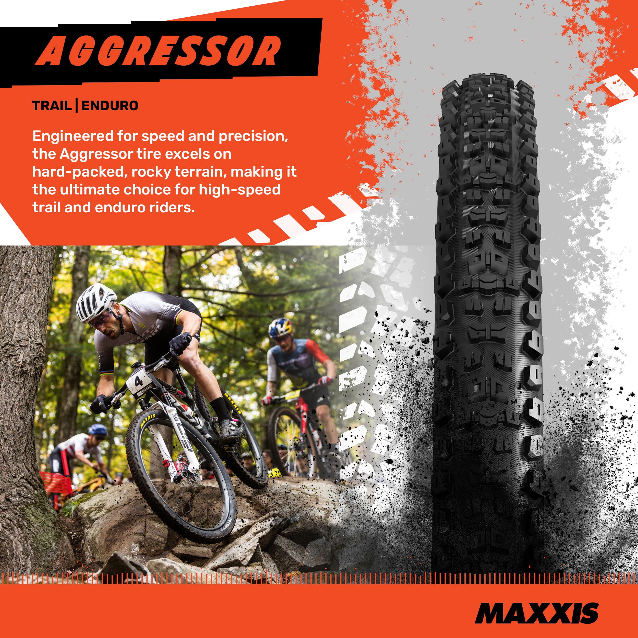 Maxxis Aggressor Folding Dual Compound Exo/tr Tyre - Black, 29 x 2.50-Inch