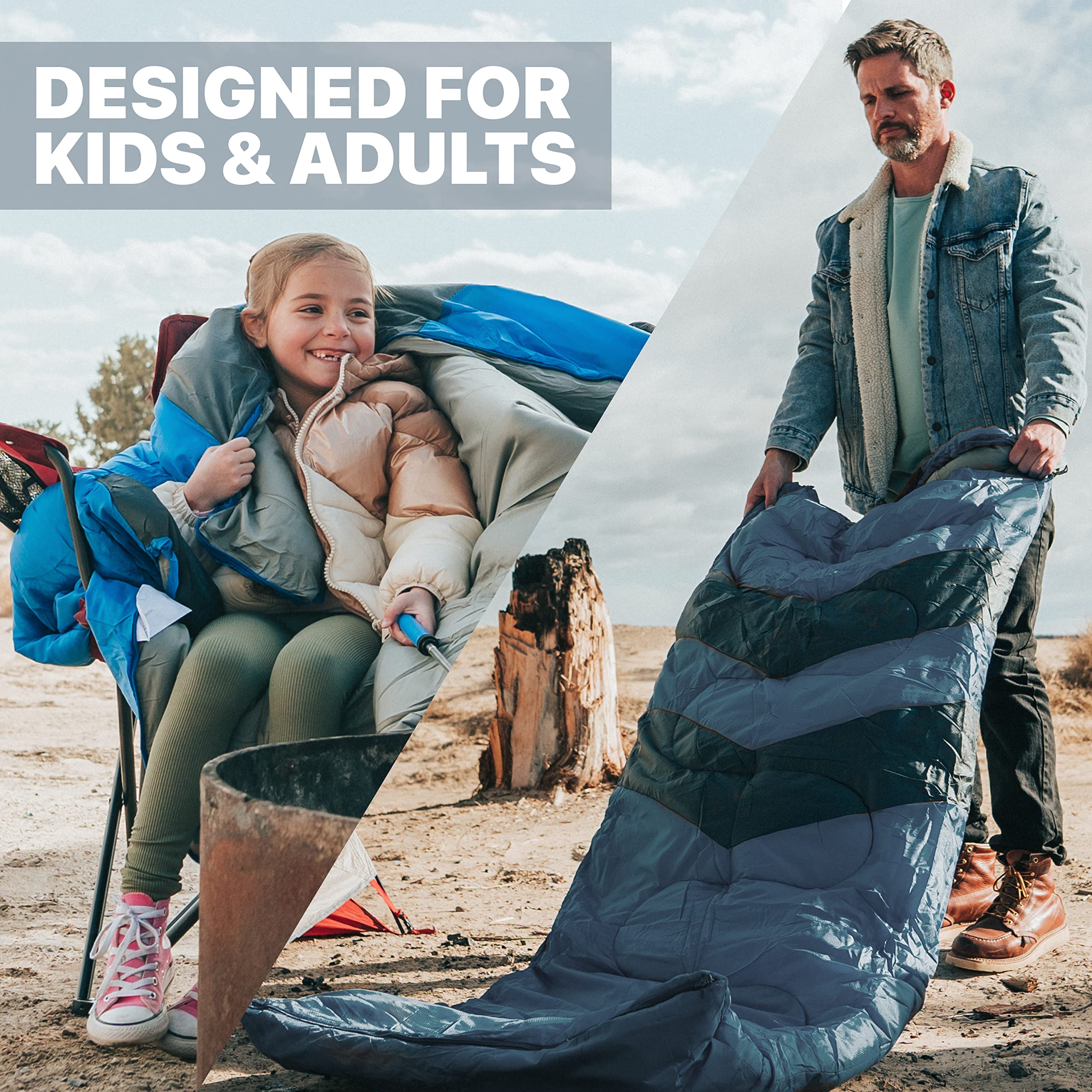 MalloMe Sleeping Bags for Adults & Kids Sleeping Bag 3-4 Season - Ultralight Backpacking Sleeping Bag Cold Weather & Warm, Lightweight Compact, Single Adult Girls Boys Winter Sleep Camping Accessories