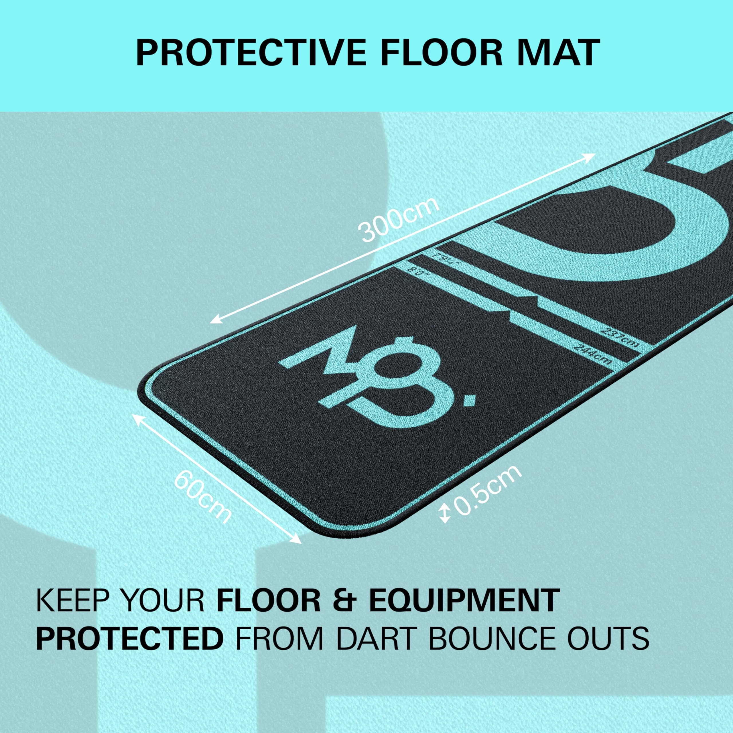 TARGET Darts World Champion Darts Mat MOD Design | Dart Oche Mat with Soft Tip and Steel Tip Throw Line Distances | Non Slip Carpet Mats for Floor and