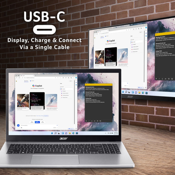 Acer Aspire Go 15 AG15-42P Laptop - AMD Ryzen 7 5825U, 16GB, 1TB SSD, Integrated Graphics, 15.6 Inch Full HD, Windows 11, Silver