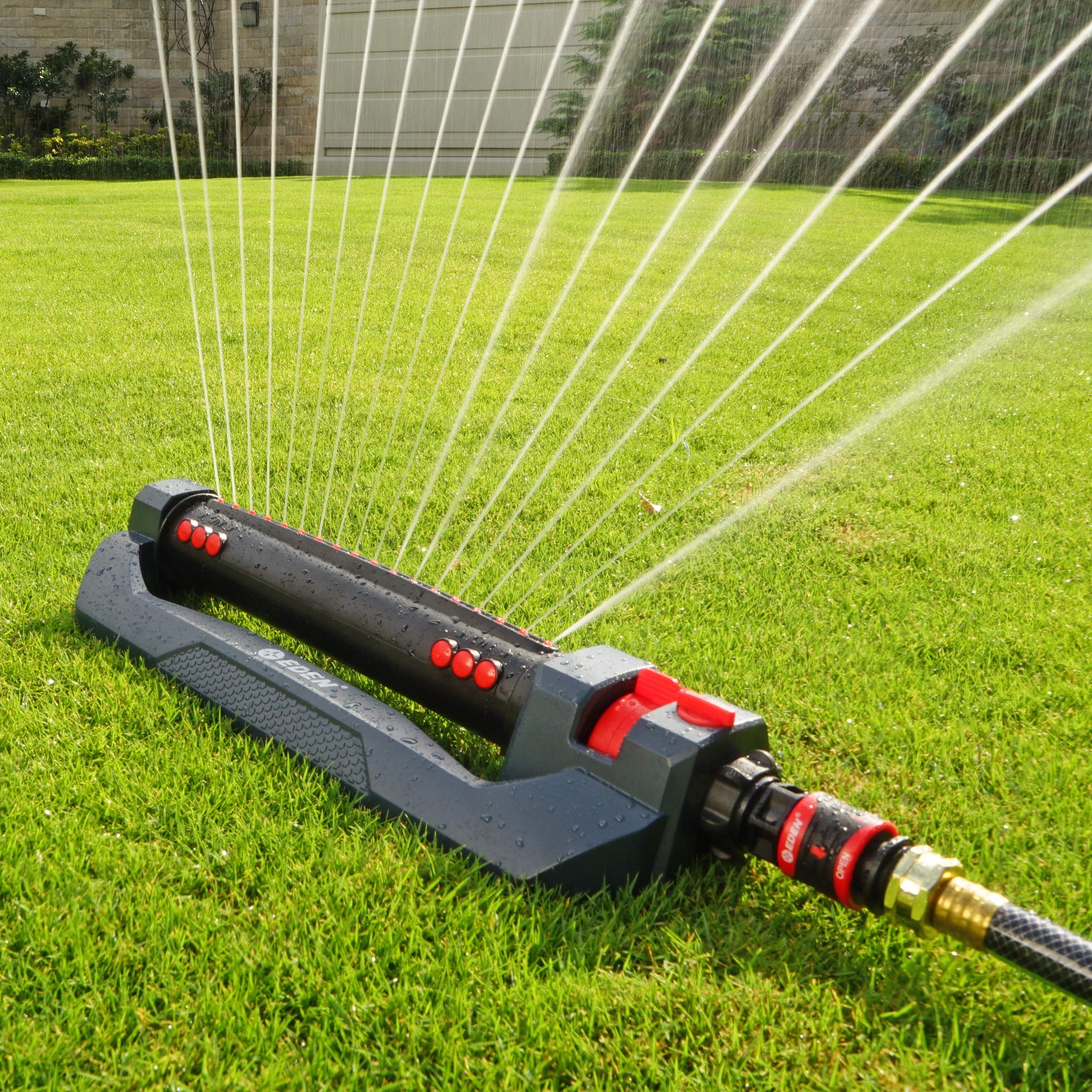 Eden 96212 Turbo Oscillating Sprinkler for Large Yard and Lawn W/Quick Connector Starter Set 96212 Covers up to 4,499 sq. ft.