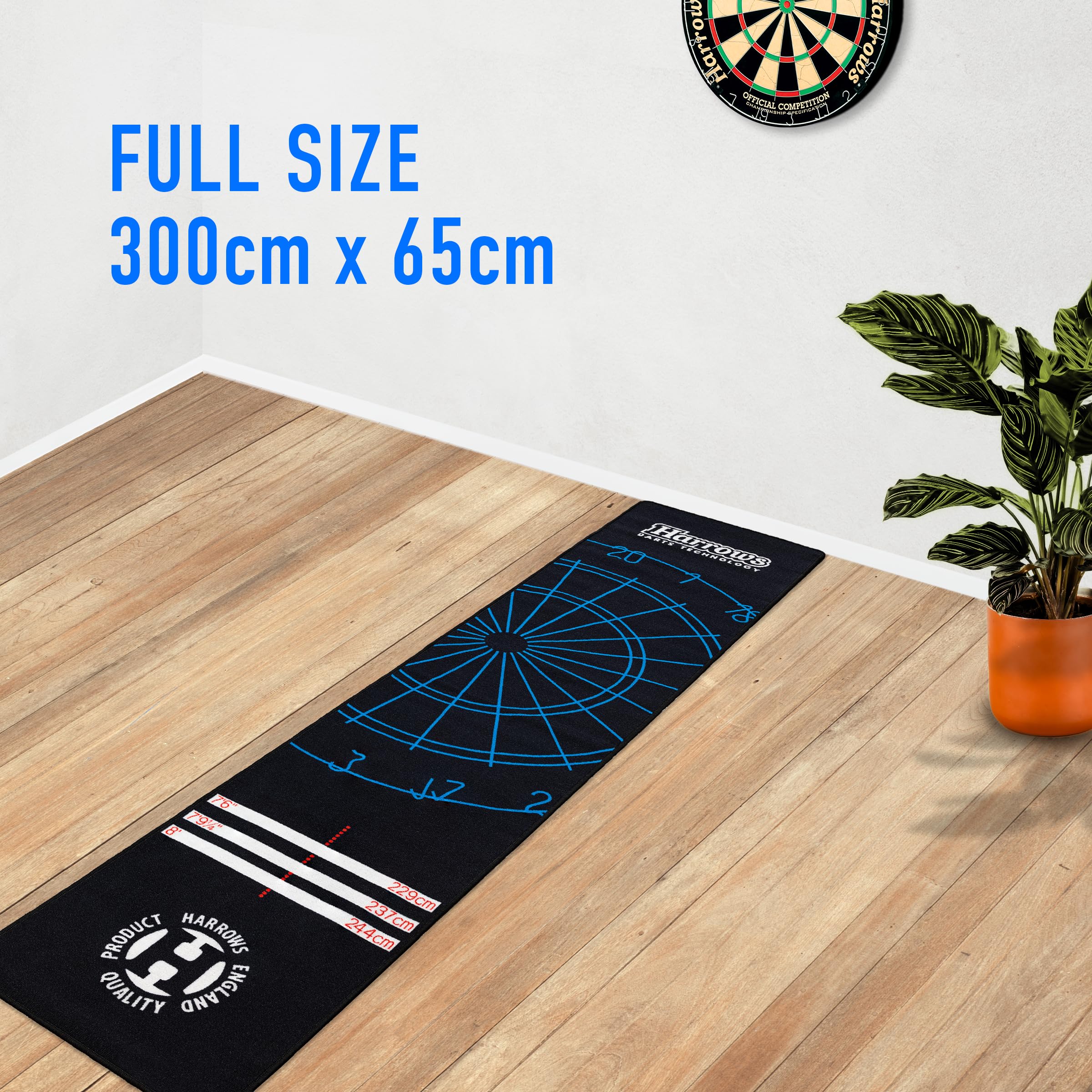Harrows Darts Mat with Darts Oche I Floor Mat Protection I Non Slip Mat I Professional Darts Mat Rubber Backing