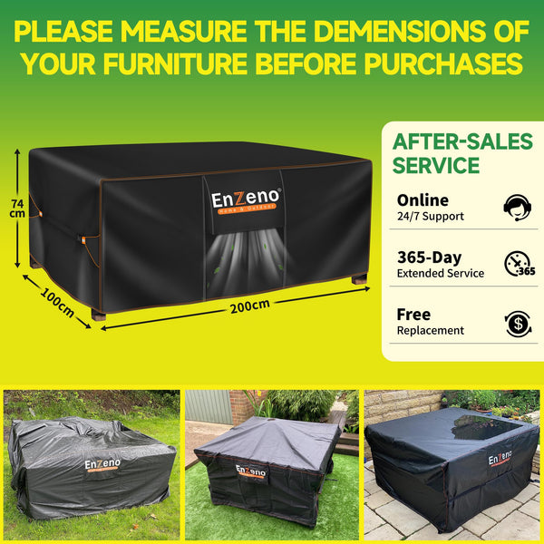 Enzeno Outdoor Garden Furniture Set Covers Waterproof,242x182x100cm Tear Resistant Oxford Fabric Furniture Covers for Outside,Large Patio Set Cover, Garden Table Cover,Windproof, Anti-UV,Rectangular