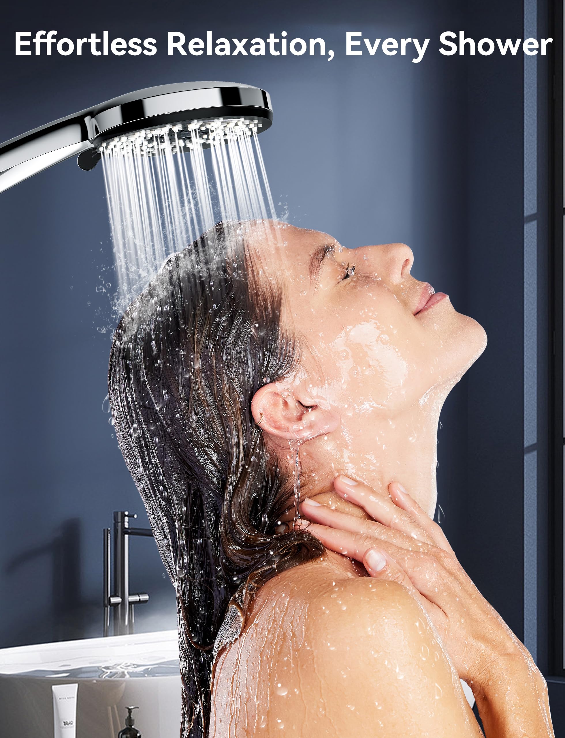 Magichome High Pressure Shower Head and Hose, 5 Spray Modes Shower Head with 1.5m Hose, Large Powerful Flow Handheld Showerhead for Low Water Pressure