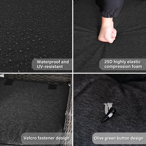 Trumbeak Polyrattan Lounge Set - 3 People Garden Furniture Seating Set Table - Seat Set with Adjustable Backrest Made of Garden Sofa, Side Table for Garden, Black